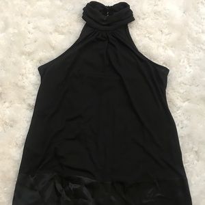 INC High-Neck, Black Silky Halter Top, Size Large